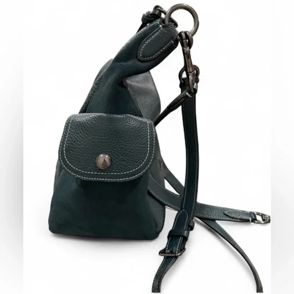 Coach Pennie Hobo hunter green leather & suede shoulder/crossbody purse C1522 - Picture 5 of 12